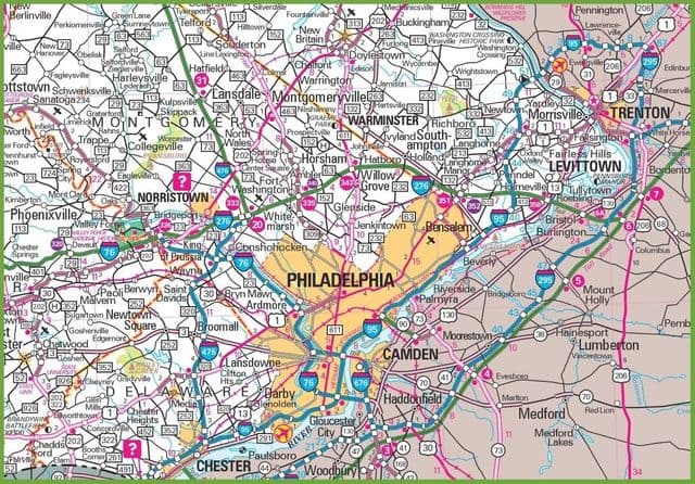 خريطة مطارات فيلادلفيا